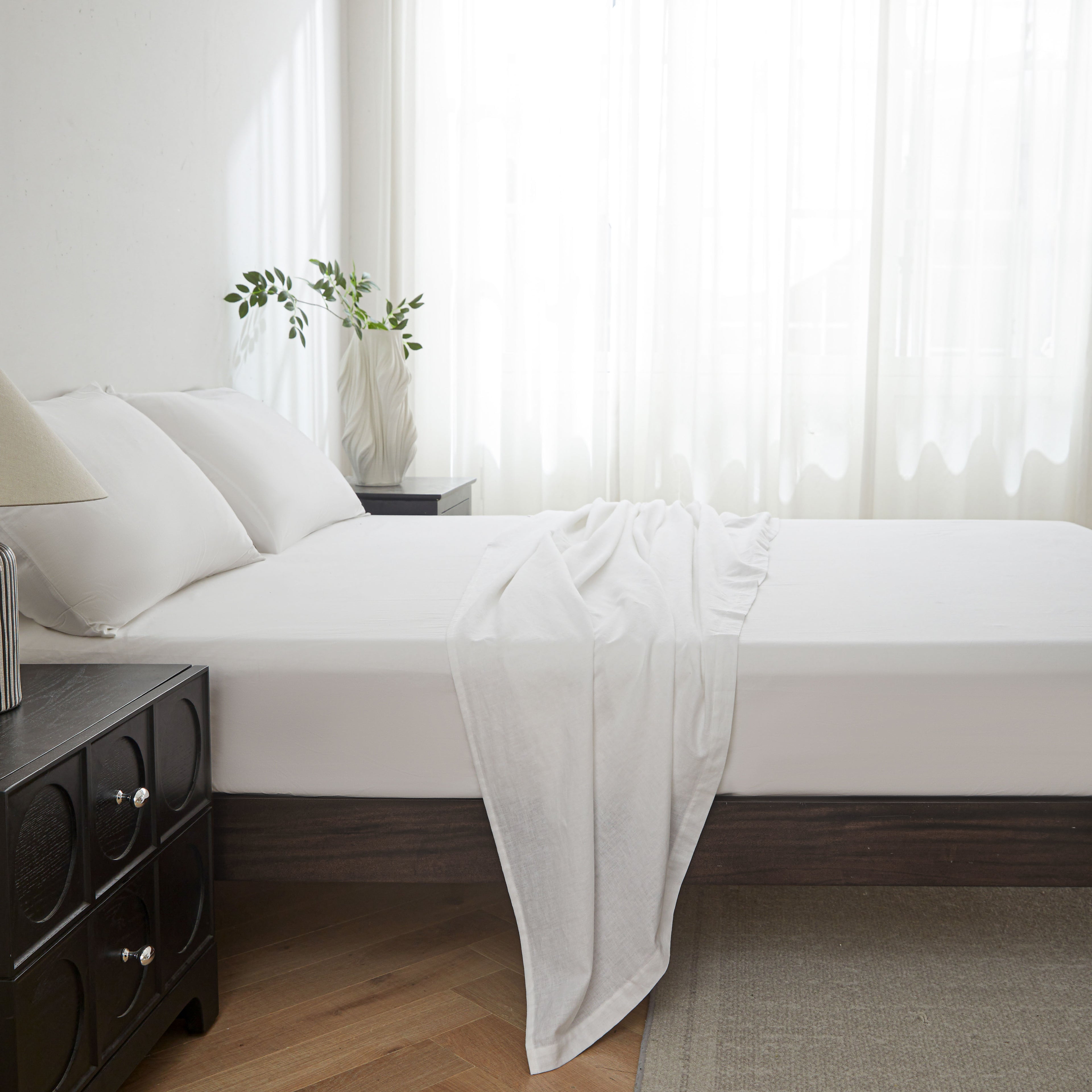 LinenCotton Luxe Flat Sheet - White